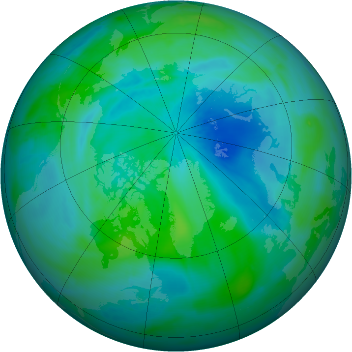 Arctic ozone map for 15 September 2008